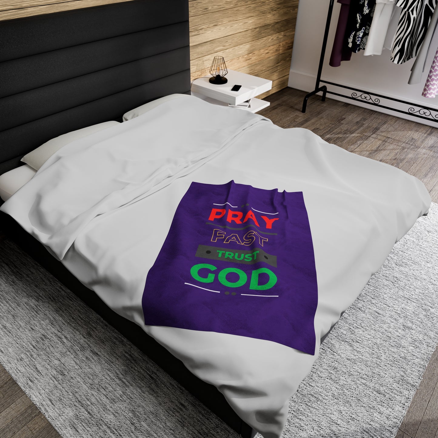 Pray Fast Trust God Velveteen Plush Blanket