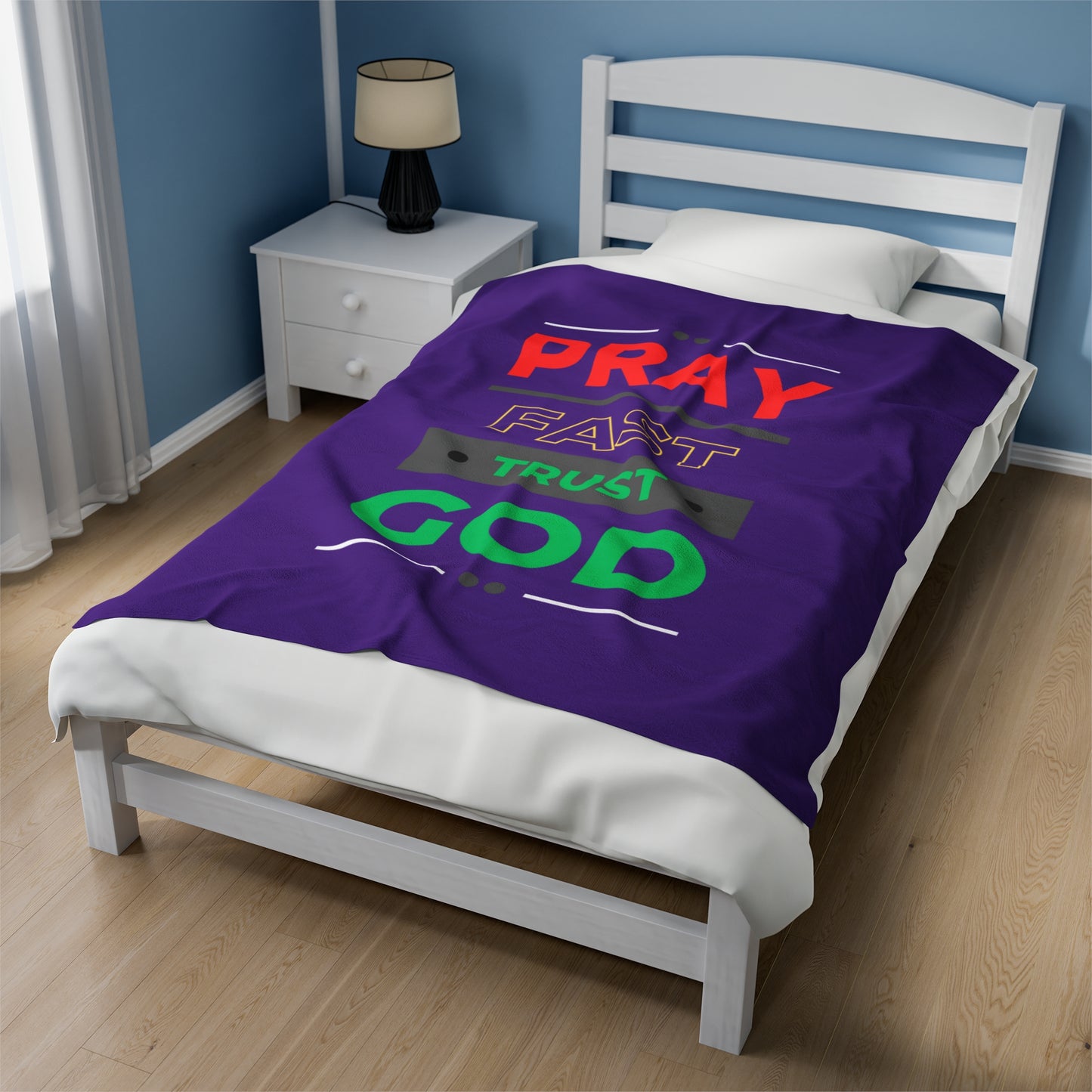 Pray Fast Trust God Velveteen Plush Blanket