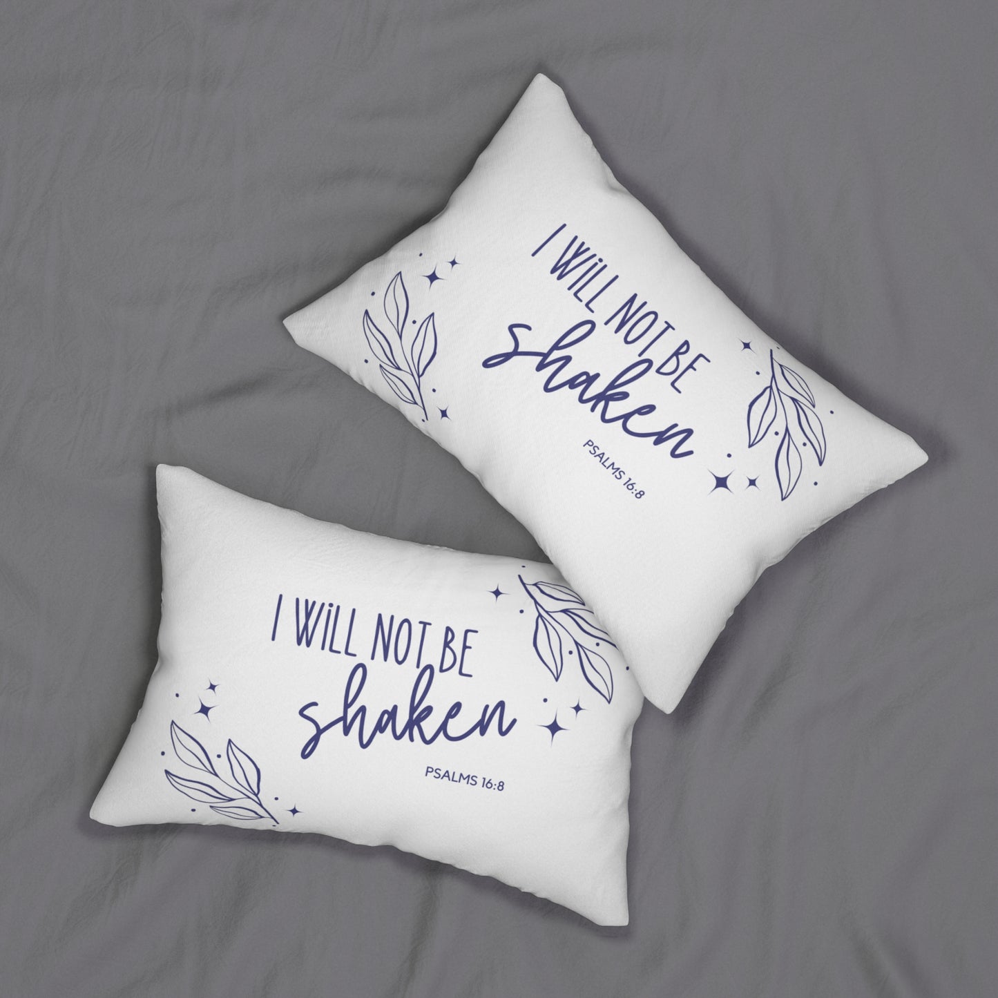 Psalms 16:8 I will not be Shaken Spun Polyester Lumbar Pillow